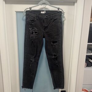 Cello Women's Distressed Black Jeans